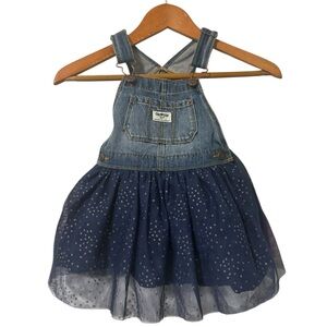 OshKosh B'gosh Denim and Navy Tulle Overall Dress